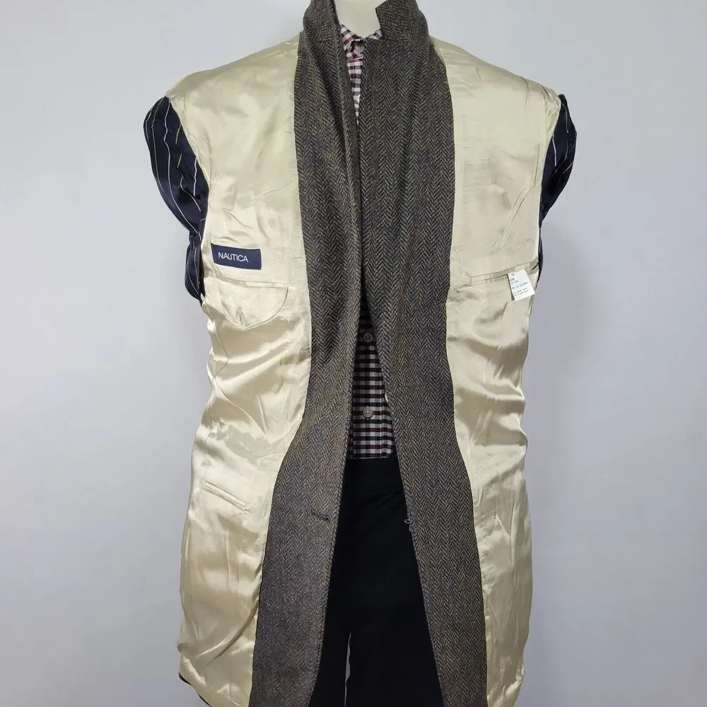 Nautica Men's Tweed Sport Coat Blazer Two Button Herringbone Wool Sz‎ 40L